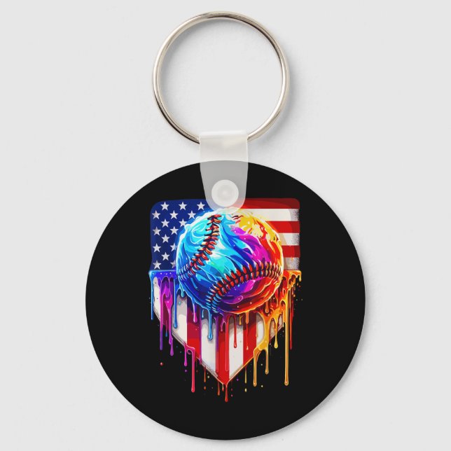 Porte-clés Crème glacée de baseball American Drapeau (Recto)