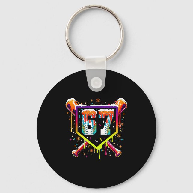 Porte-clés Crème glacée de baseball qui coule numéro 67 Six S (Recto)