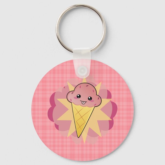 Porte-clés Crème glacée Kawaii (Recto)