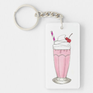 Porte-clés Crème glacée Shoppe fraise rose Milkshake Foin