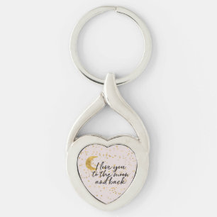 Porte-clés Crème Or Je t'aime jusqu'à la lune confettis