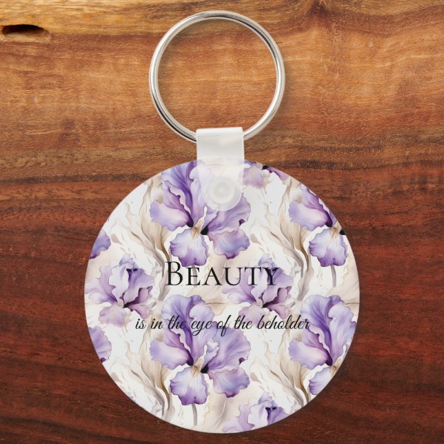 Porte-clés Crème violette romantique Iris Citation de beauté  (Recto)