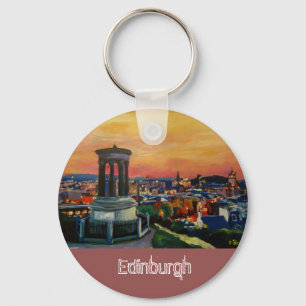 Porte-clés Crépuscule d'Edimbourg Ecosse Skylineat