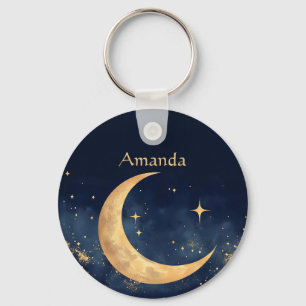 Porte-clés Crescent Lune personnalisée et Stars Ciel nocturne