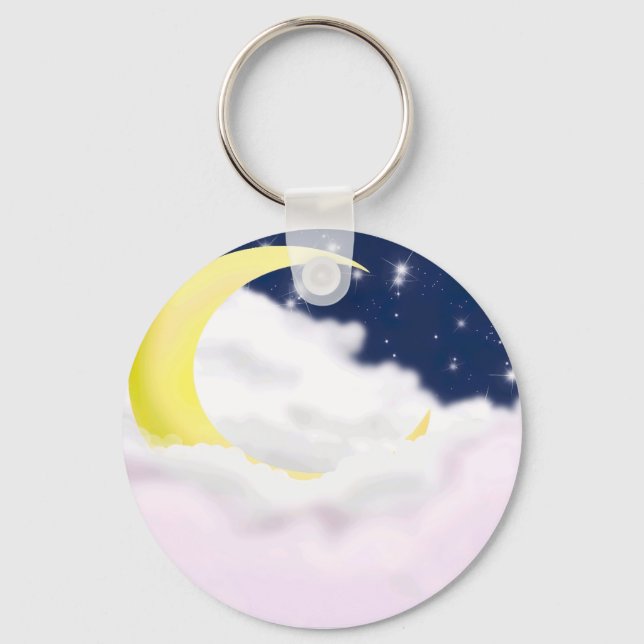 Porte-clés Cresent Moon in Soft Clouds Aluminum Keychain  (Recto)