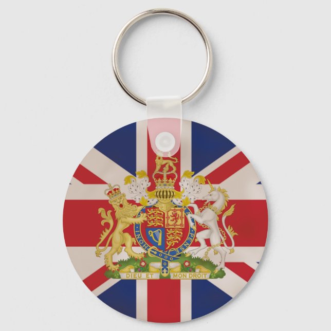 Porte-clés Crête royale sur drapeau Union Jack (Recto)