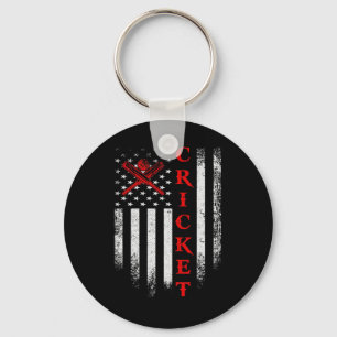 Porte-clés Cricket Usa Vintage Cricketeurs Drapeau Américain