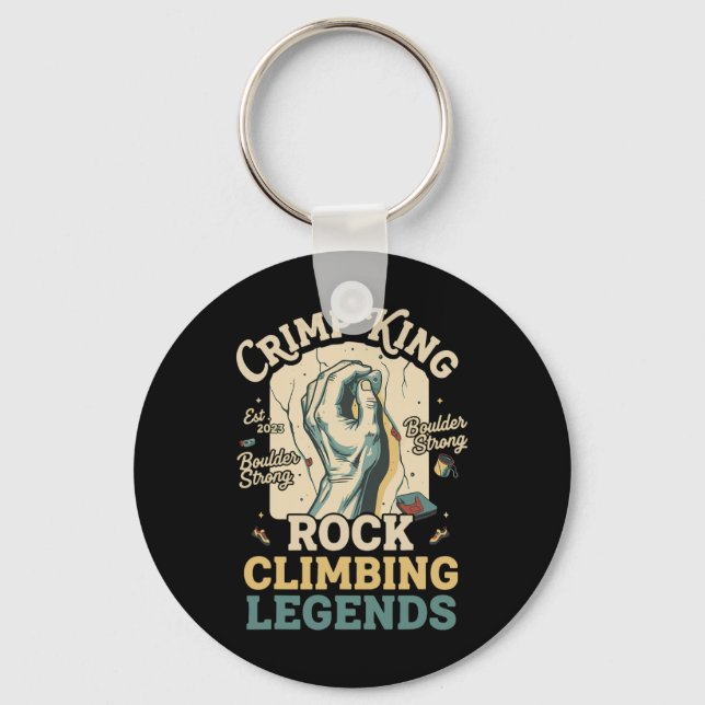 Porte-clés Crimp King Rock Climbing Legends Boulder  (Recto)