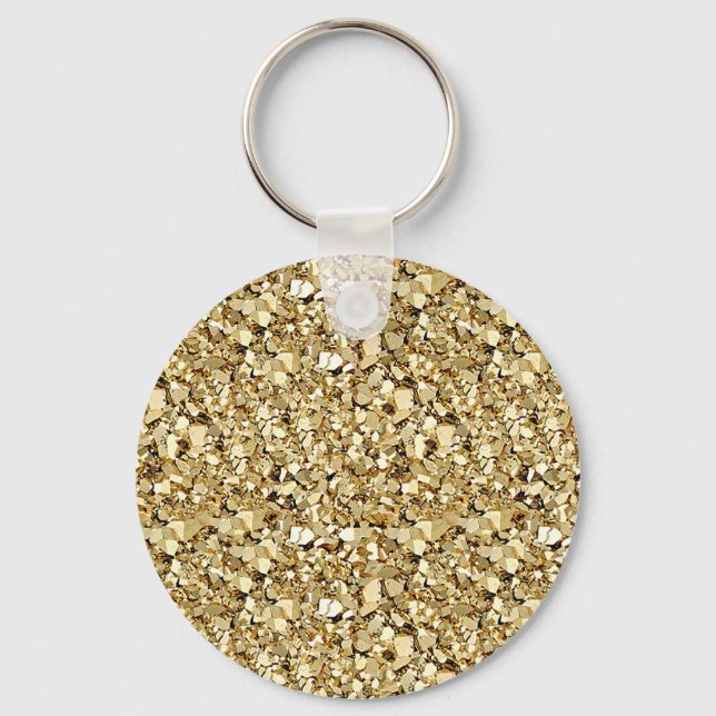 Porte-clés cristal druzy - or métallique (Recto)