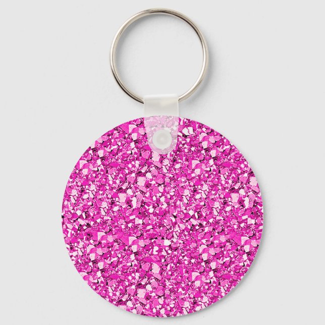 Porte-clés cristal druzy - rose fuchsia (Recto)