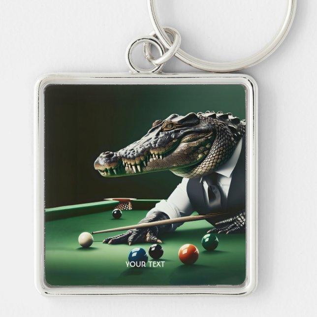 Porte-clés Crocodile mignon Imaginaire Jouer Billard (Devant)