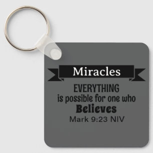 Porte-clés Croire en Miracles Bible Verse Grey Christian