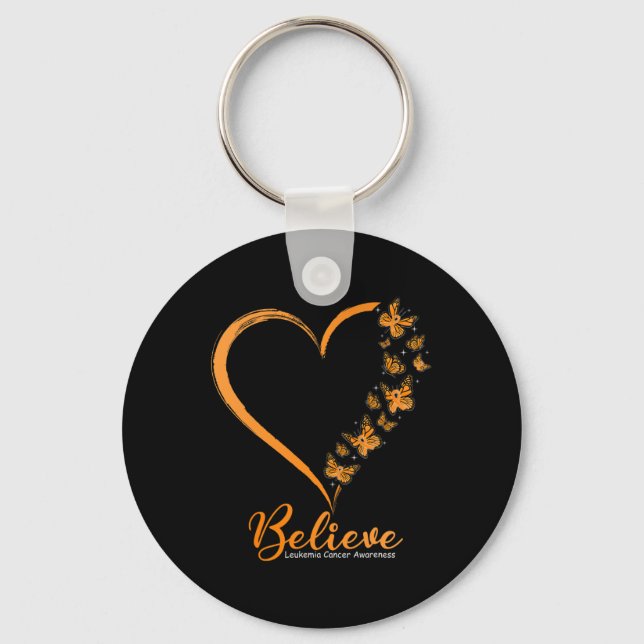 Porte-clés Croire Leucémie Sensibilisation Ruban orange (Recto)