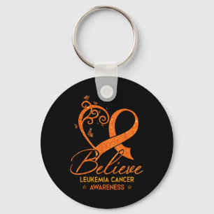 Porte-clés Croire Ruban Orange Cœur Leucémie Cancer du Sang