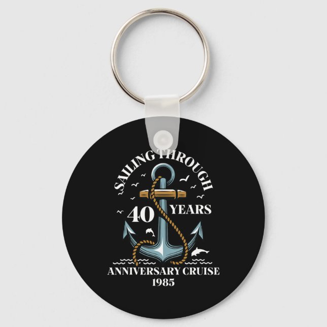 Porte-clés Croisière d'anniversaire de mariage de 40 ans (Recto)