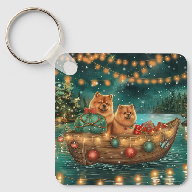 Porte-clés Croisière festive de Noël pour Chow Chow (Recto)