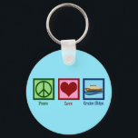 Porte-clés Croisière Peace Love Cruises<br><div class="desc">Peace Love Cruise Ships. Un cadeau de ligne de croisière pour un travailleur sur un bateau de croisière en voyage océanique. équipement de l'équipage de croisière cool.</div>