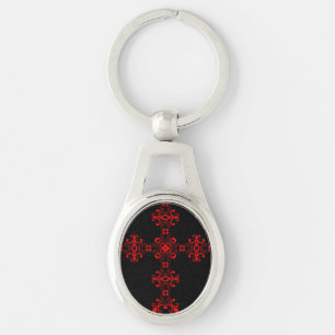 Porte-clés Croix avec ornement rouge, Art décoratif sacré