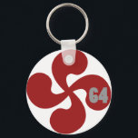 Porte-clés Croix basque rouge 64 Lauburu<br><div class="desc">La croix Basque authentique rouge avec le 64 original. Euskal Herria</div>