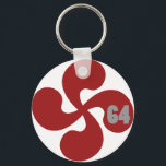 Porte-clés Croix basque rouge 64 Lauburu<br><div class="desc">La croix Basque authentique rouge avec le 64 original. Euskal Herria</div>