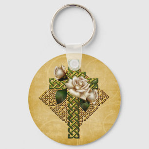 Porte-clés Croix celtique et roses