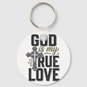 Porte-clés Croix Chrétienne Dieu Est Mon Véritable Amour Vect
