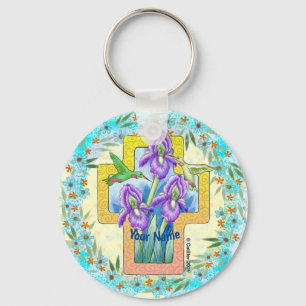 Porte-clés croix chrétienne Iris