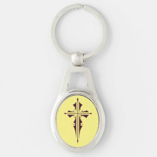 Porte-clés Croix chrétienne violette