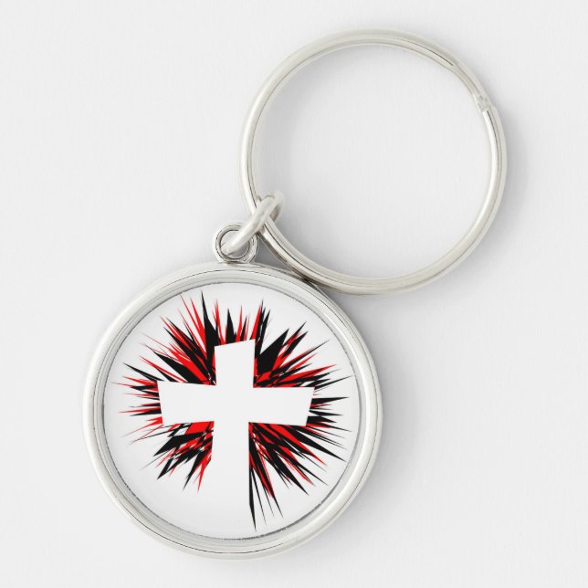 PORTE-CLÉS CROIX DE DÉBUT BLANC (Devant)