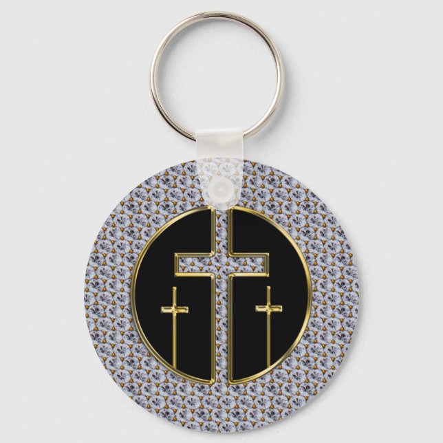 PORTE-CLÉS CROIX DE DIAMANT ET D'OR (Recto)