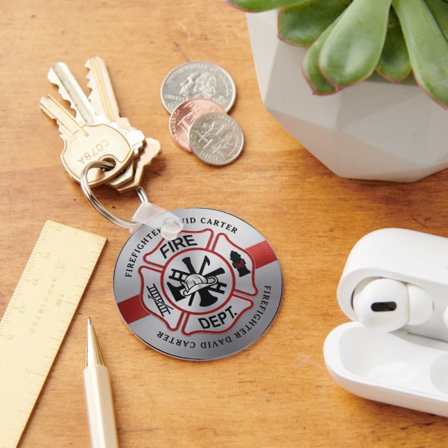 Porte-clés Croix de Malte Pompiers Personnalisés (Bureau)