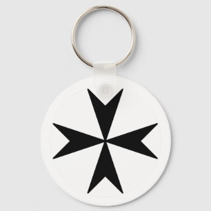 Porte-clés Croix de Malte v2 (noir sur blanc)