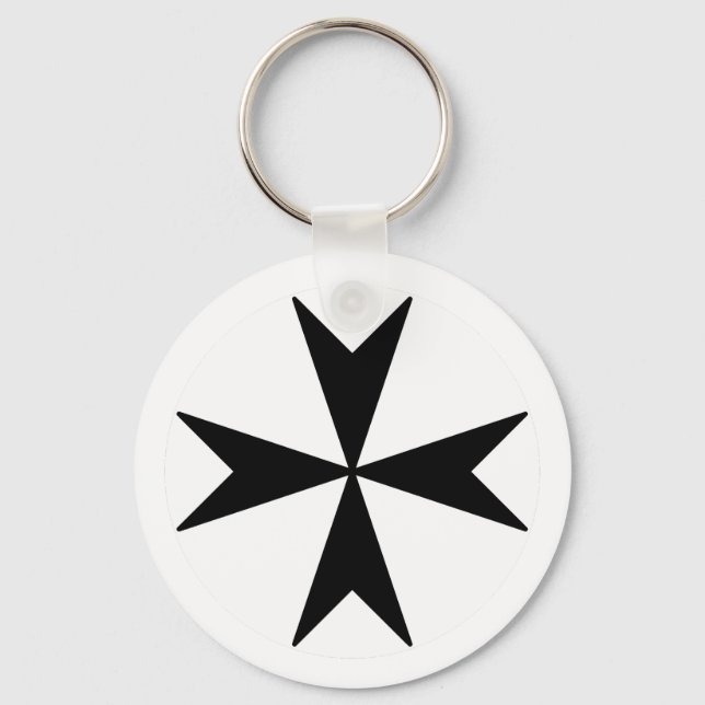 Porte-clés Croix de Malte v2 (noir sur blanc) (Recto)