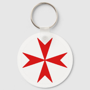 Porte-clés Croix de Malte v2 (rouge sur blanc)