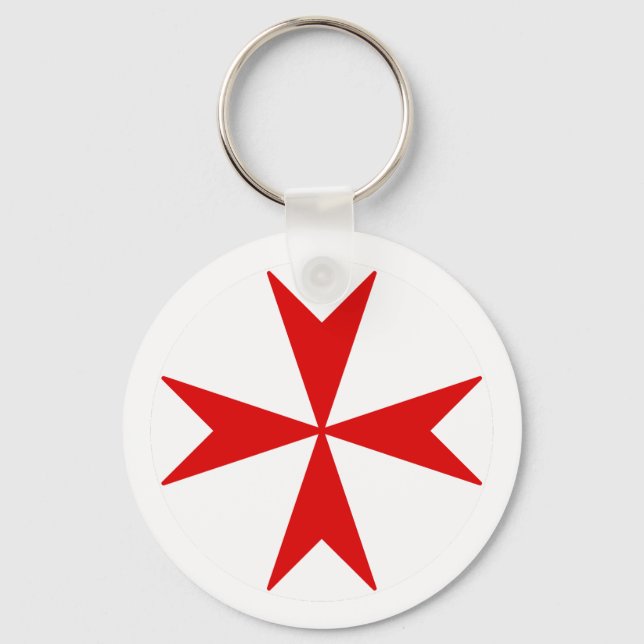 Porte-clés Croix de Malte v2 (rouge sur blanc) (Recto)