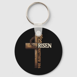Porte-clés Croix de Pâques Il Est Ressuscité Jésus Christian 