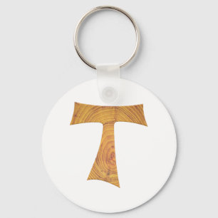 Porte-clés Croix de Tau franciscaine en bois