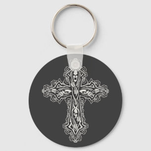 Porte-clés Croix du crâne gothique
