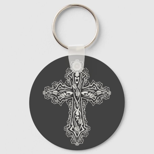 Porte-clés Croix du crâne gothique (Recto)
