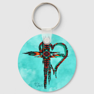 Porte-clés Croix Du Sud-Ouest Et Chaîne Clé Du Coeur