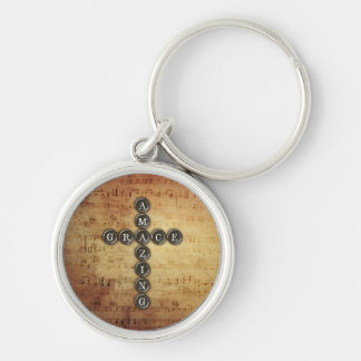 Porte-clés Croix extraordinaire de grâce sur la feuille de