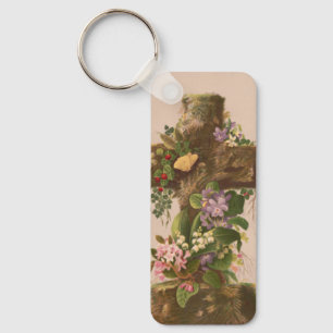 Porte-clés Croix florale rustique vintage, carte de Pâques,