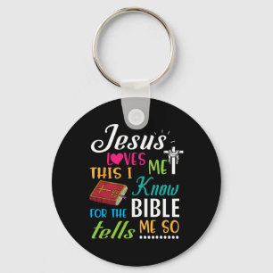 Porte-clés Croix Jésus m'aime, je le sais car la Bible me le