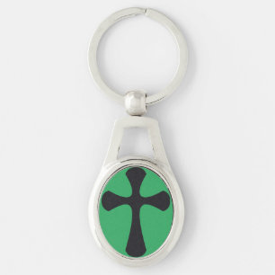 Porte-clés Croix minimaliste moderne d'art chrétien contempor