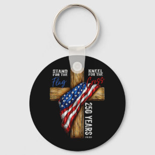 Porte-clés Croix patriotique chrétienne 250 ans États-Unis 25