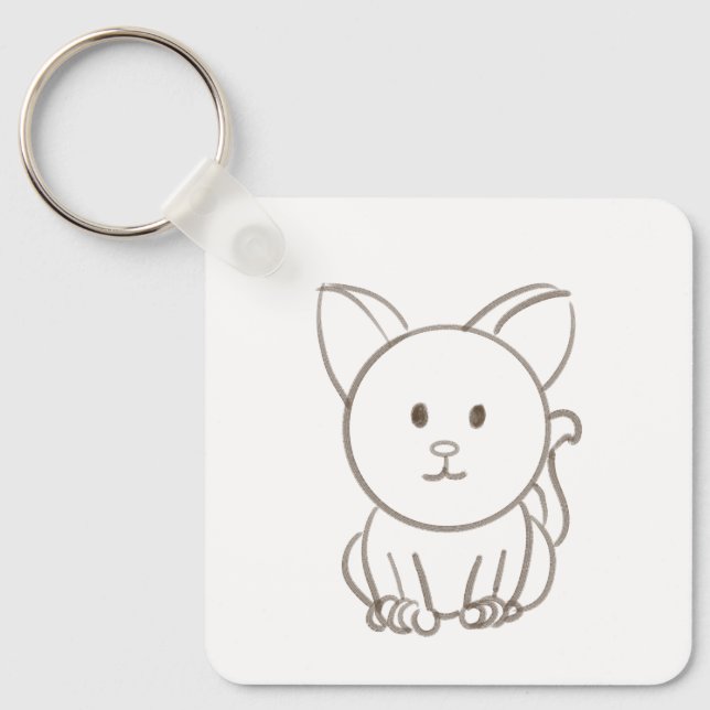 Porte-clés Croquis adorable pour chat (Recto)