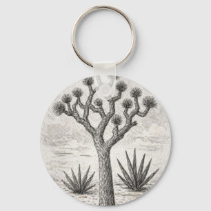 Porte-clés croquis d'arbre de joshua art de croquis du dése
