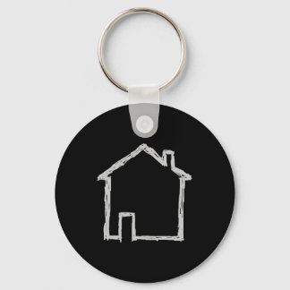 Porte-clés Croquis de maison. Gris et Noir.