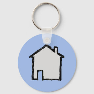 Porte-clés Croquis de maison. Noir et bleu.