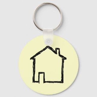 Porte-clés Croquis de maison. Noir et Crème.